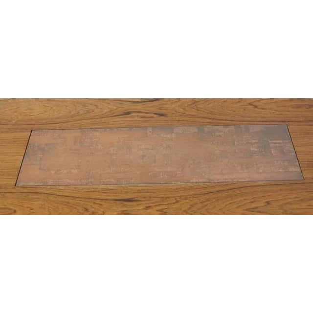 1950s Vintage Wooden Table with Copper Plate For Sale - Image 5 of 9