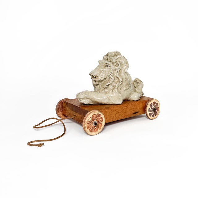 Folk Art 1975 Stoneware Circus Lion Sculpture by Jon Carlos Lopez For Sale - Image 3 of 11