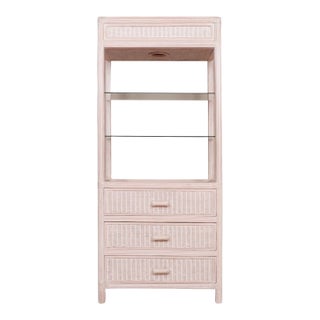 Rattan and Glass Etagere For Sale