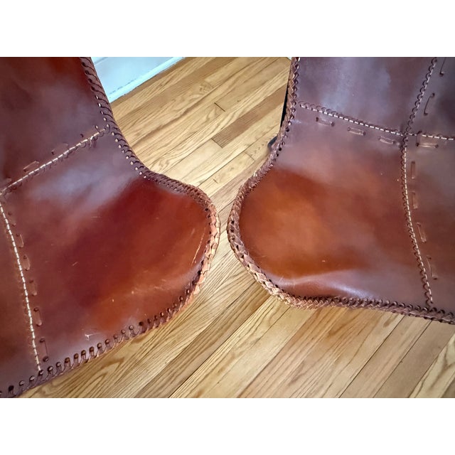 Brown Pair of 1960s Argentine Import Leather Butterfly Chairs, After Jorge Ferrari-Hardoy for Knoll For Sale - Image 8 of 17