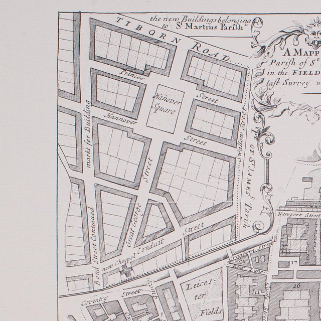 Vintage 18th Century Street Map, London, St Martins in the Field, Cartography For Sale - Image 6 of 11