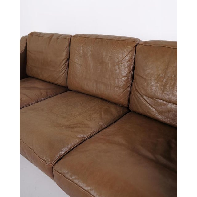 Danish Three-Seater Sofa in Brown Leather from Stouby, 1960s For Sale - Image 9 of 12