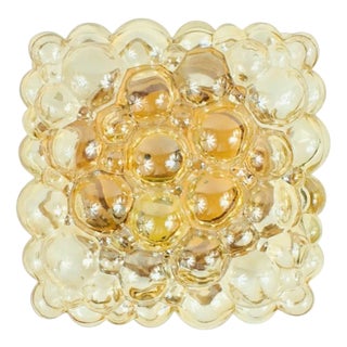 Mid-Century Modern Amber Bubble Glass Flush Mount by Helena Tynell for Limburg, Germany, 1970s For Sale