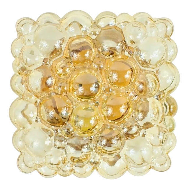 Mid-Century Modern Amber Bubble Glass Flush Mount by Helena Tynell for Limburg, Germany, 1970s For Sale
