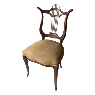 Antique Neoclassical Style Mahogany Lyre Back Accent Chair For Sale