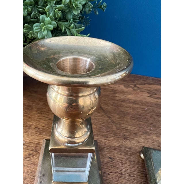 1960’s Brass & Lucite Candlestick Holders Set of 3 For Sale - Image 15 of 18