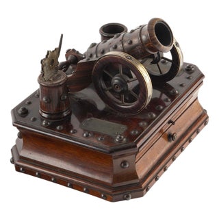 Ready, Aim, Light: VICTORIAN CANNON-FORM CIGAR COMPANION BOX, LATE 19TH CENTURY For Sale