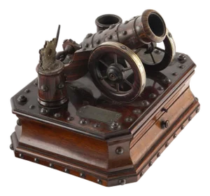 Ready, Aim, Light: VICTORIAN CANNON-FORM CIGAR COMPANION BOX, LATE 19TH CENTURY