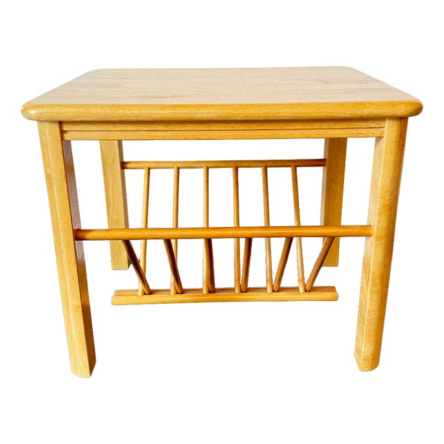 Vintage Wooden Side Table with Magazine Rack, 1970s For Sale