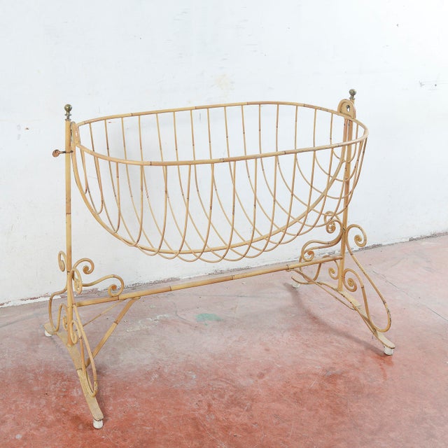Vintage Wrought Iron Cradle, 1920s For Sale - Image 4 of 11