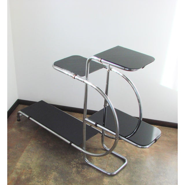 Black Flower Stand in Chrome and Glass by Emilie Guyot for Thonet, 1930s For Sale - Image 8 of 10