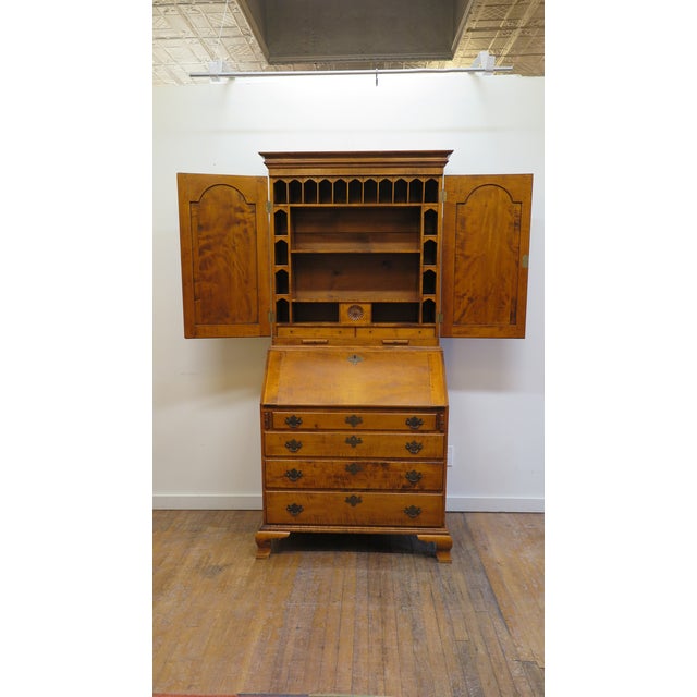 1960s Chippendale Style Tiger Maple Secretary by Kurt Richenburg For Sale - Image 4 of 10