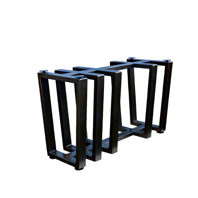 Black Contemporary Dining Table Base for Glass by Invictus Steelworks