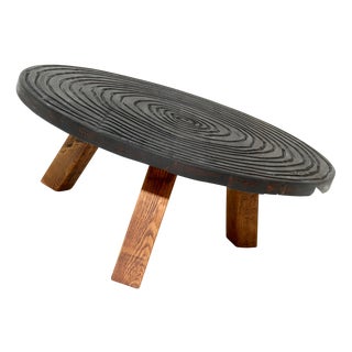 Vintage Oak Tripod Coffee Table, 1960s For Sale