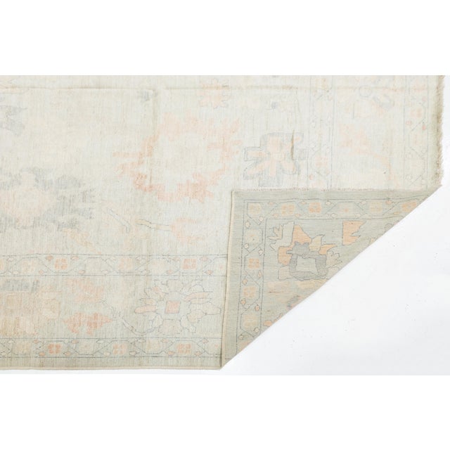 Modern Soft Pastel Modern Oushak Style Hand-Knotted Wool Area Rug 12x15 For Sale - Image 3 of 11