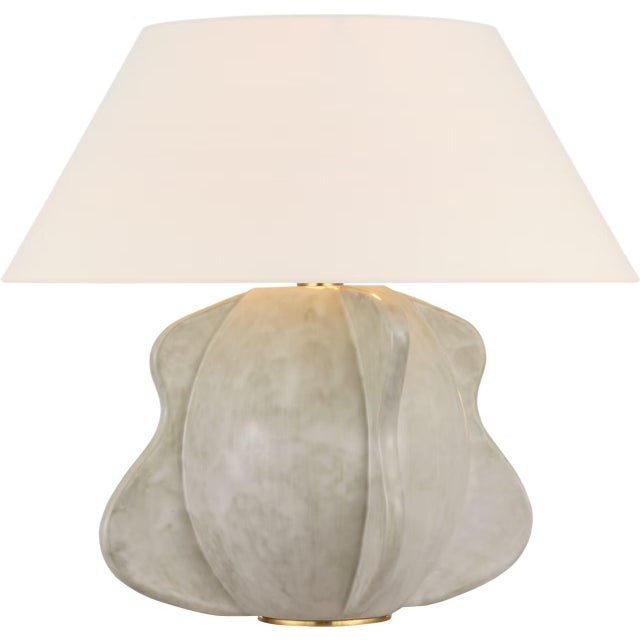 Modern Kelly Wearstler by Visual Comfort Signature Delmar 22" Table Lamp in Antiqued White with Linen Shade For Sale - Image 3 of 3
