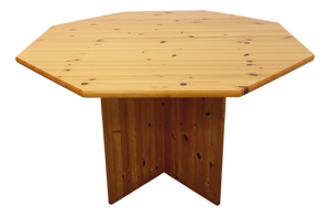 Vintage Octagonal Pine Dining Table with Extension, 1970s