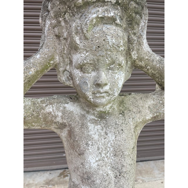 Antique Asheville Estate 40" Tall Cast Stone Statue of Hebe - Garden Patina For Sale In Mobile - Image 6 of 9