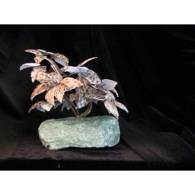 Bonsai Tree Sculpture Shell Leaves on Raw Marble For Sale In West Palm - Image 6 of 6