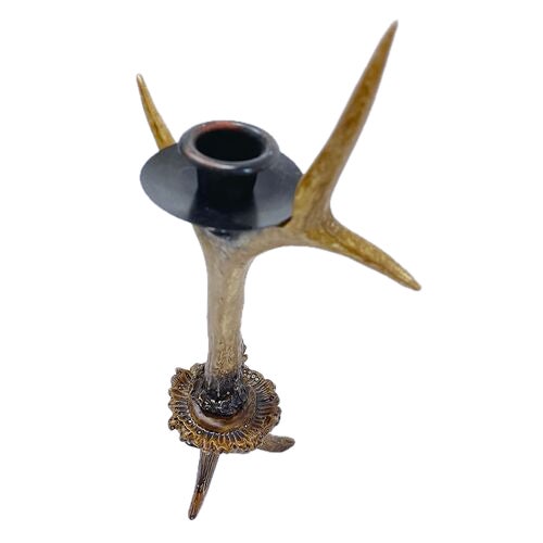 Pair Vintage Composite Faux Antler Candle Holders For Sale - Image 4 of 7