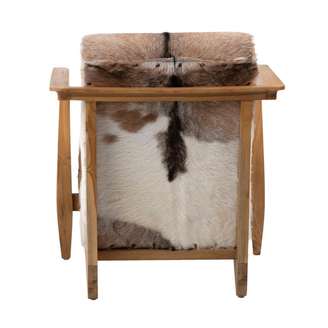 Brown & White Deco Cow Chair For Sale - Image 4 of 6