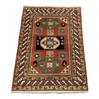 Hand-Knotted Kazak Sevan Star Triple Medallion Tribal Rug - 5'0" X 3'10" For Sale
