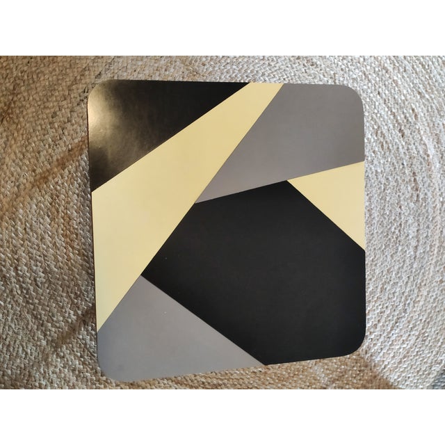 Mid-Century Coffee Table with Black, Yellow and Grey Geometric Pattern, 1950s, in Good conditions. Designed 1950 to 1959