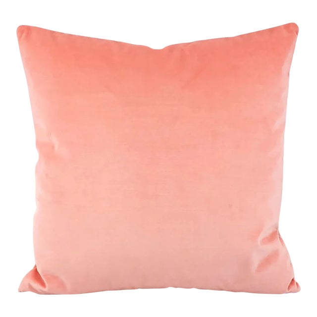 Kate Spade Calmative in Persimmon Velvet Pillow Cover - 20" X 20" Light Pink Velvet Cushion Case For Sale