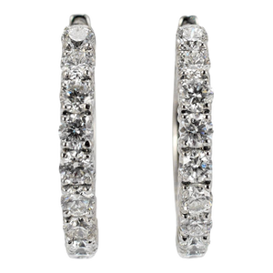 Ladies 14k White Gold 0.97ct Lab Grown Diamond Hoops Earrings, A Pair