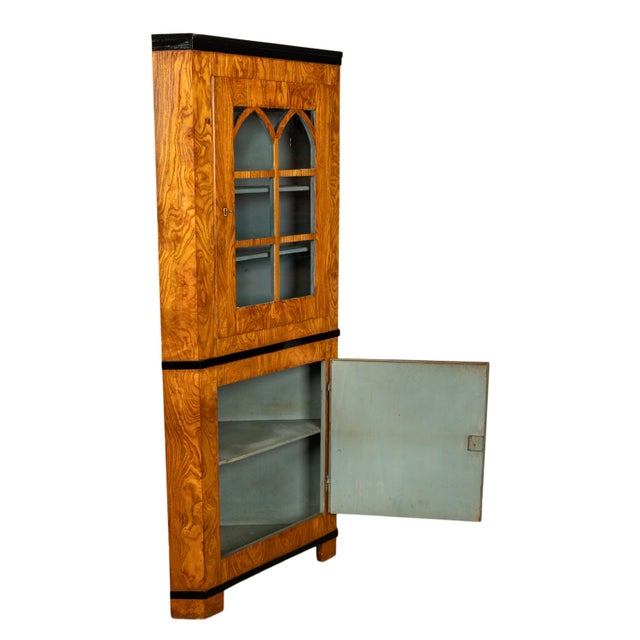 Biedermeier Antique Austrian Figured Ash & Ebony Biedermeier Standing Corner Cabinet 1830 For Sale - Image 3 of 12