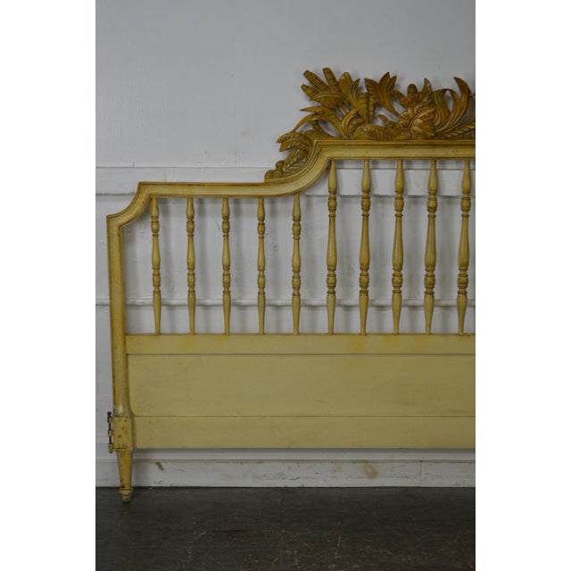 Vintage French Provincial Louis XV Style Painted King Size Headboard