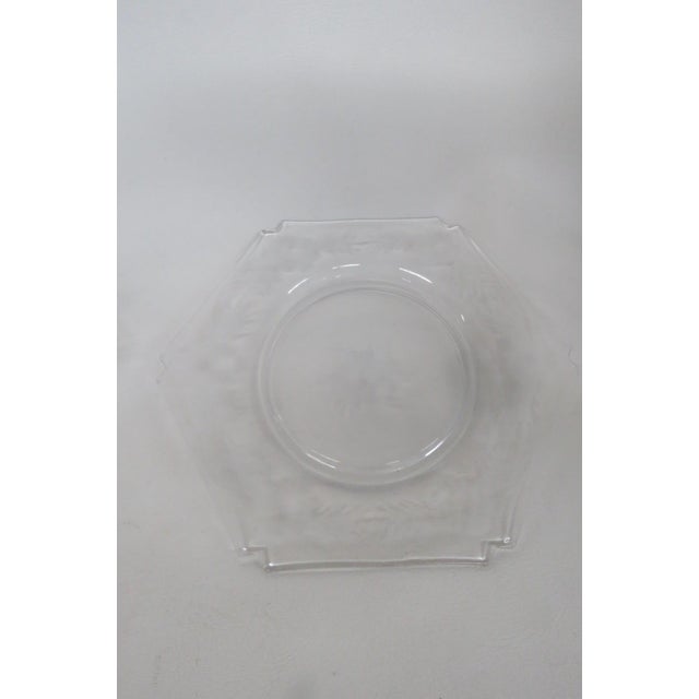 Depression Era Clear Glass Hexagon Plates Etched Floral Design 6pc Set 4852b For Sale - Image 11 of 11