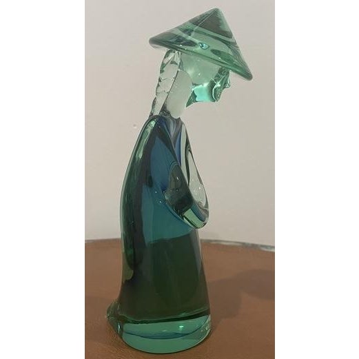 Chinese Vintage Archimede Seguso Murano Glass Chinese Agricultural Worker Sculpture, Circa 1960s For Sale - Image 3 of 4
