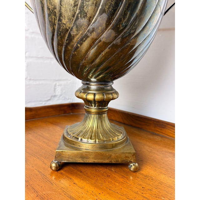 Vintage Extra Large Neoclassical Footed Trophy Urn | Ornate Scalloped Vase/Urn/Champagne Bucket For Sale - Image 10 of 16
