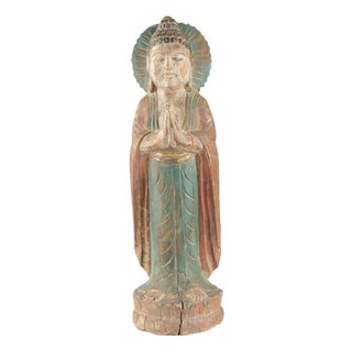 Carved Wooden Buddha Sculpture For Sale