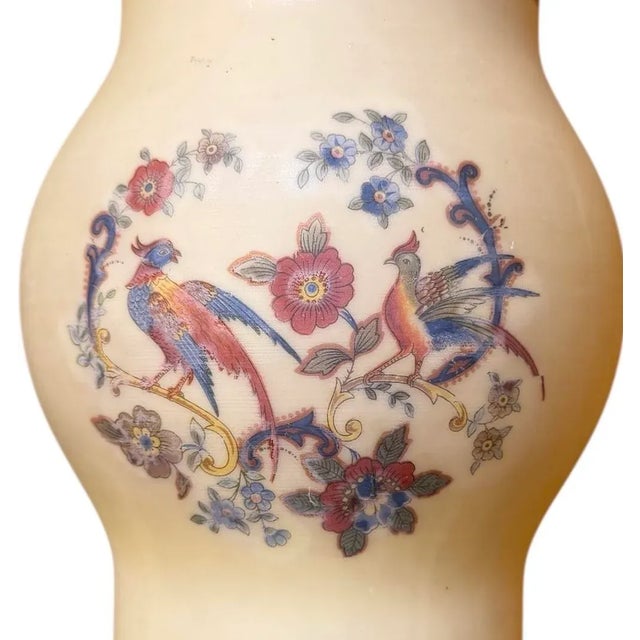 American 1910’s Rare Hand Painted Bird Pendant Light Fixture For Sale - Image 3 of 4