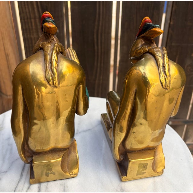 Art Deco 1920s Paul Herzel Pompeian Bronze Art Deco Native American Statues For Sale - Image 3 of 12