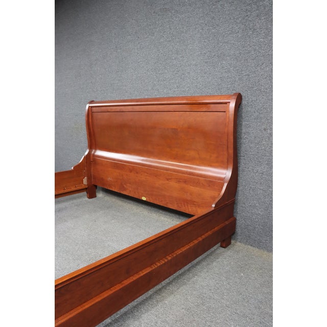 Martin’s Furniture Solid Cherry King Sleigh Bed For Sale - Image 9 of 11