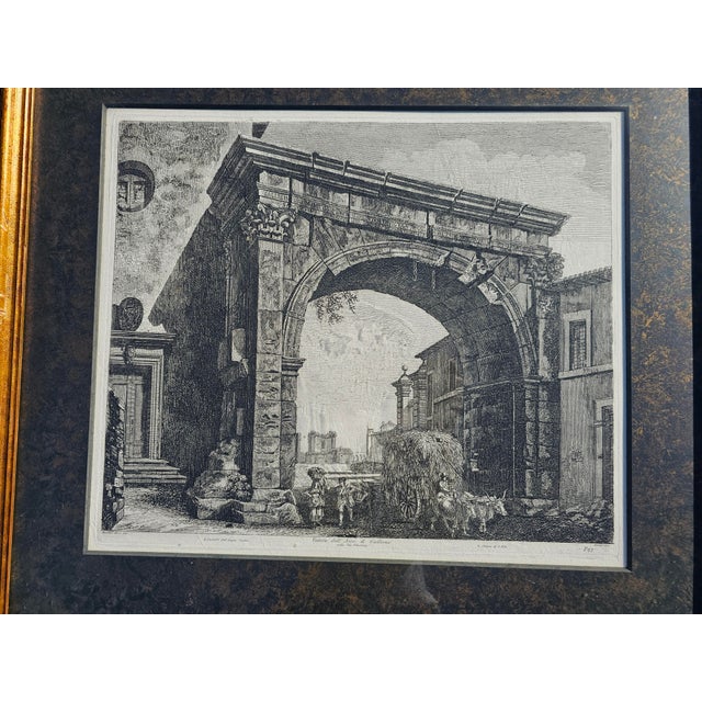 Luigi Rossini (1790–1857) 1821 Roman Antiquities Etching – Arch of Gallienus – Framed For Sale - Image 10 of 12
