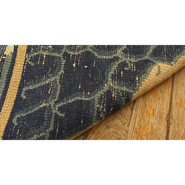 Antique Traditional Elements Chinese Peking Floral Medallion Blue 1880s Rug For Sale - Image 10 of 10
