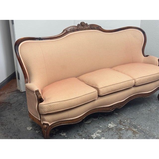 French Louis XV Style Carved Wood Canapé Sofa, Antique For Sale - Image 4 of 12