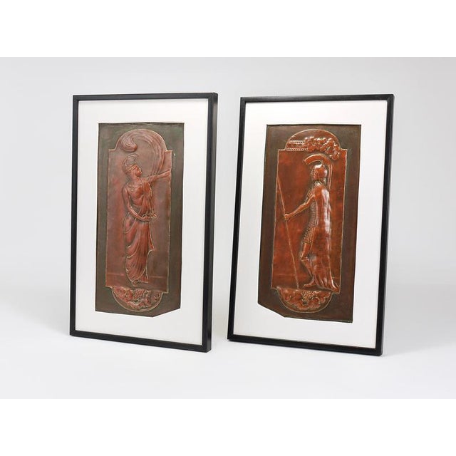 A fine pair of Viennese Secession Art Nouveau relief panels by Georg Klimt (1867–1931), Vienna, dated around 1900. The...