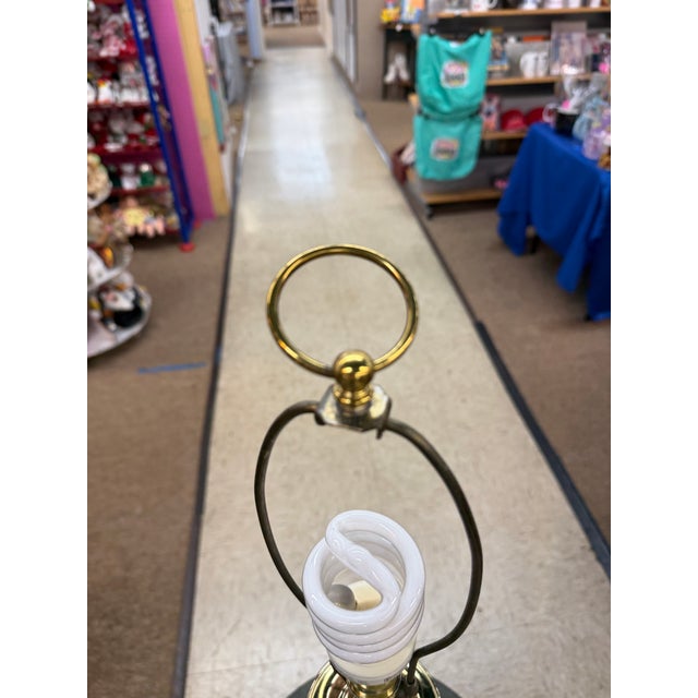 Chrome Vintage Mid Century Modern Chrome & Brass Floor Lamp Glass Table Hollywood Regency Faux Bamboo For Sale - Image 8 of 10