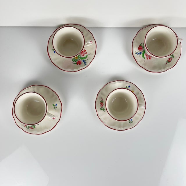 Coffee Cups with Saucers from KG Lunéville, 1950s, Set of 4 For Sale - Image 6 of 12