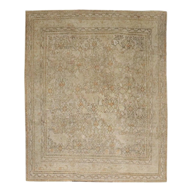Early 20th Century Antique Zabihi Collection Turkish Oushak Square Rug - 7'10" x 8'11" For Sale