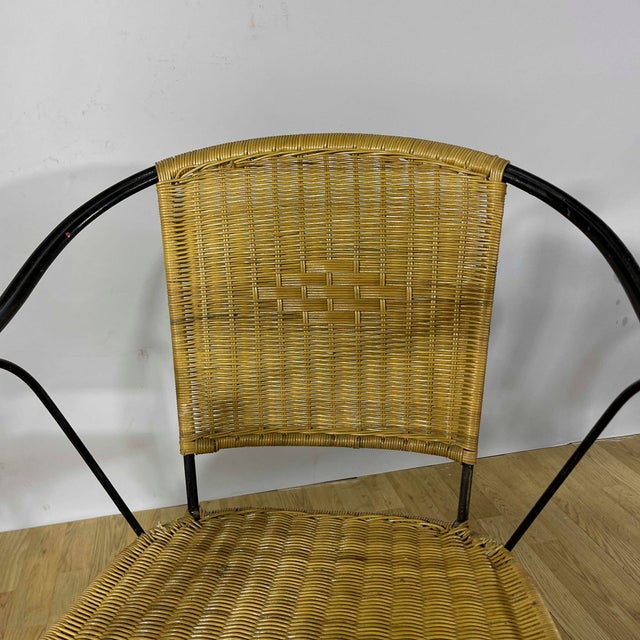 Garden Chairs in Wrought Iron and Woven Wicker, 1970s, Set of 4 For Sale - Image 10 of 18