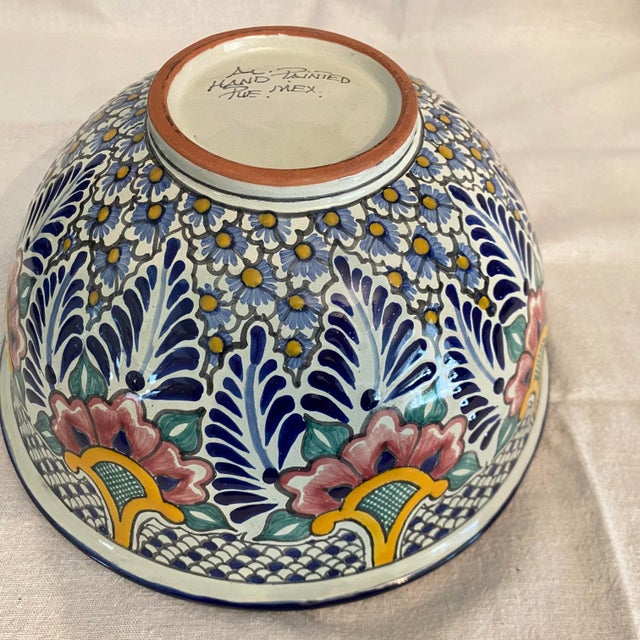 Hand Painted Mexican Talavera Pottery Mixing Bowl For Sale - Image 9 of 9