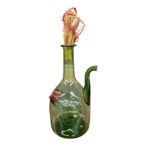 Vintage Italian Demijohn Green Glass Wine Decanter With Plugs and Ice Chamber
