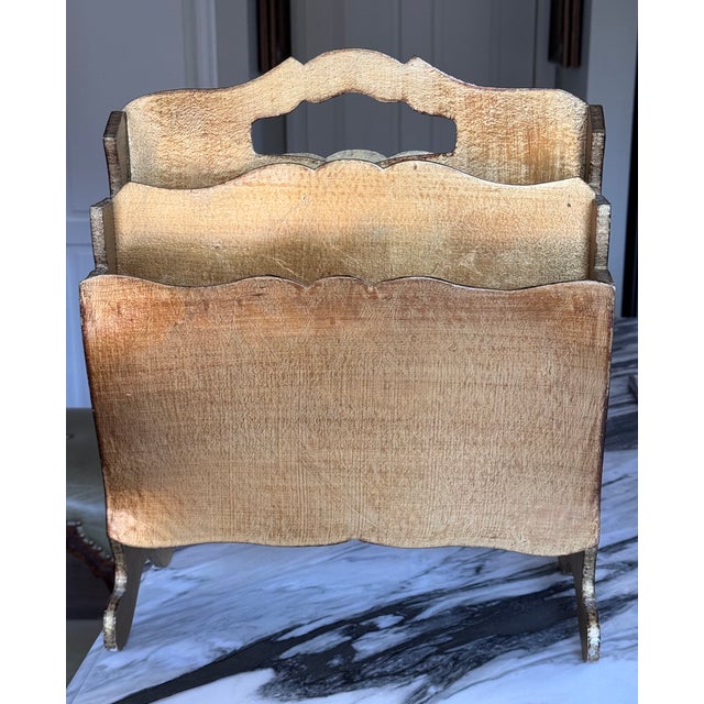 Made in Italy Gold Giltwood Magazine Caddy For Sale - Image 10 of 10