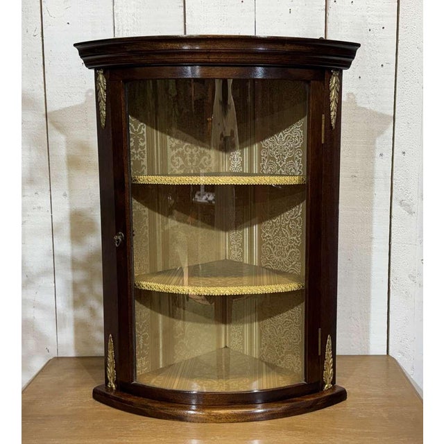 English Mahogany Corner Wall Display Cabinet, 1950s For Sale - Image 12 of 12